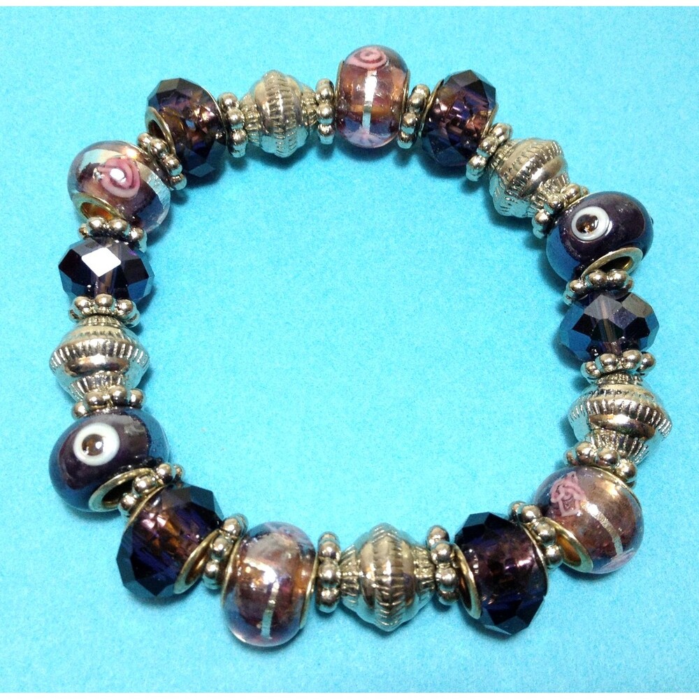 Fancy Beaded Stretch Bracelet Womens Multicolored Unbranded